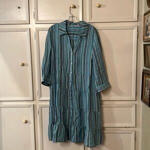 Soft Surroundings blue striped linen dress